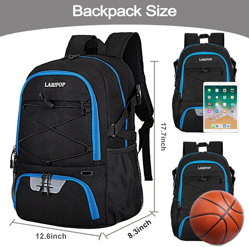 LARIPOP Basketball Bag,Basketball Backpack with Shoe Compartment and Ball Holder,Sport Bags for Soccer,Volleyball,Gym,Travel - Image 2